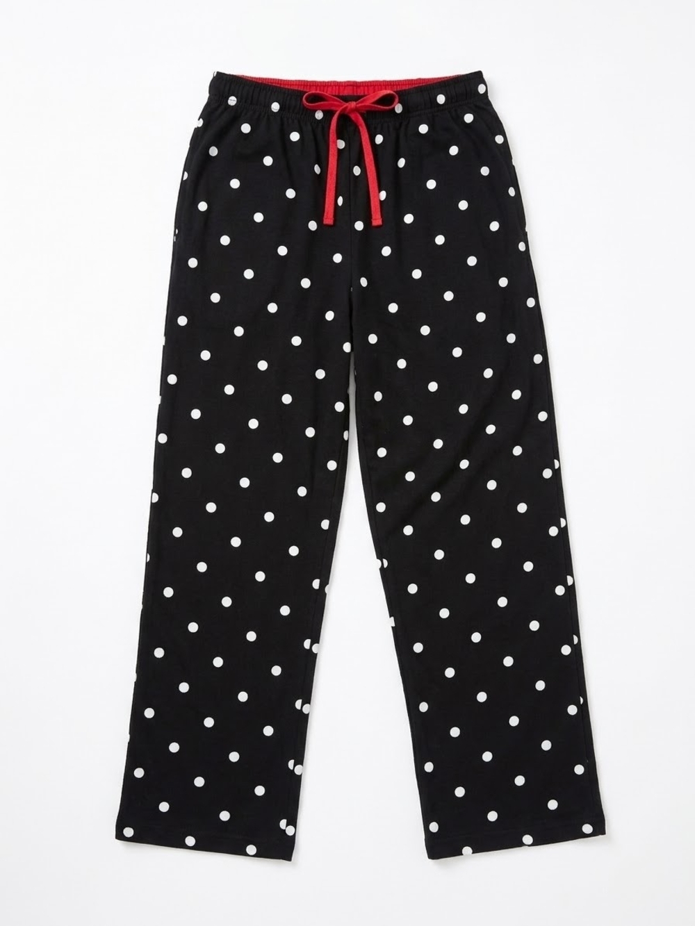 PJ Salvage Black White Polka Dot Lounge Pajama Pants Women's Size M Red Drawstr